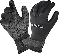 XUKER 3mm/5mm Neoprene Water Gloves - Warm Five-Finger Wetsuit Gloves for Diving, Snorkeling, Surfing & Winter Sports
