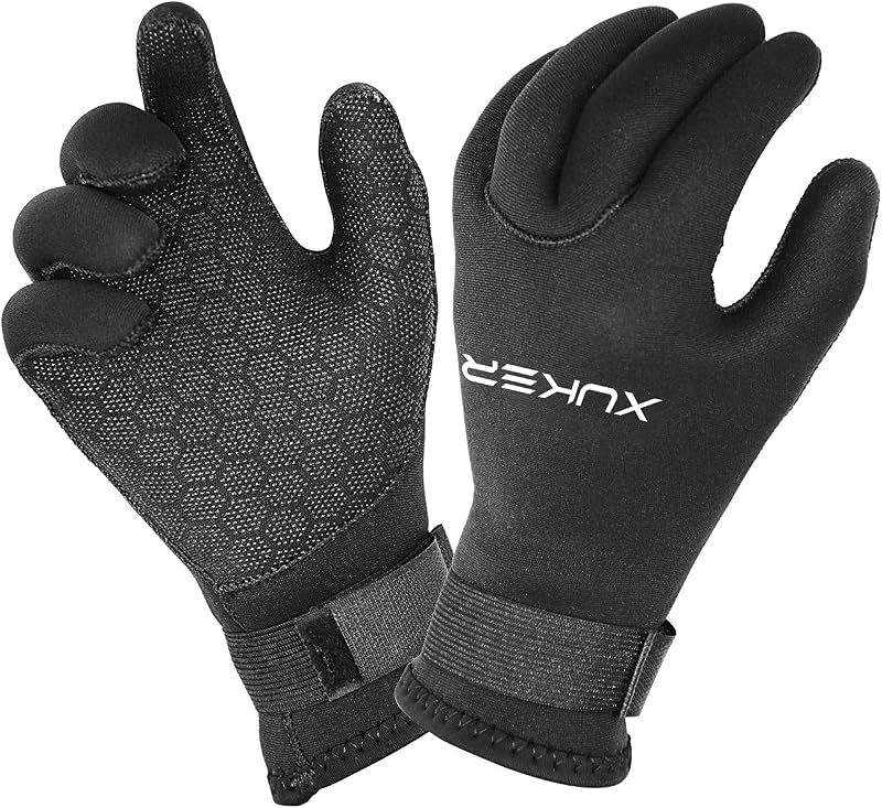 XUKER Guantes de agua de neopreno de 3 mm y 5 mm con cinco dedos para hombres y mujeres | Guantes de invierno cálidos para buceo, snorkel, surf