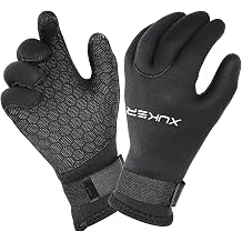 Water Gloves, 3mm & 5mm Neoprene Five Finger Warm Wetsuit Winter Gloves for Scuba Diving Snorkeling Surfing