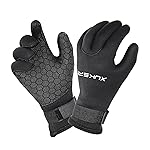 XUKER Water Gloves, 3mm & 5mm Neoprene Five Finger Warm Wetsuit Winter Gloves for Scuba Diving Snorkeling Paddling Surfing Kayaking Canoeing Spearfishing Skiing (5mm-Black, 2XL)