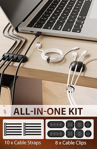 Miniatura 6 de Bandeja de organización de cables debajo del escritorio de 15.8 pulgadas, organizador de cables resistente de alambre de 0.157 in para accesorios de