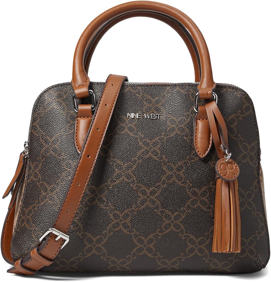 Amazon.com: Nine West, Women's, Brie Dome Satchel, Brown Logo