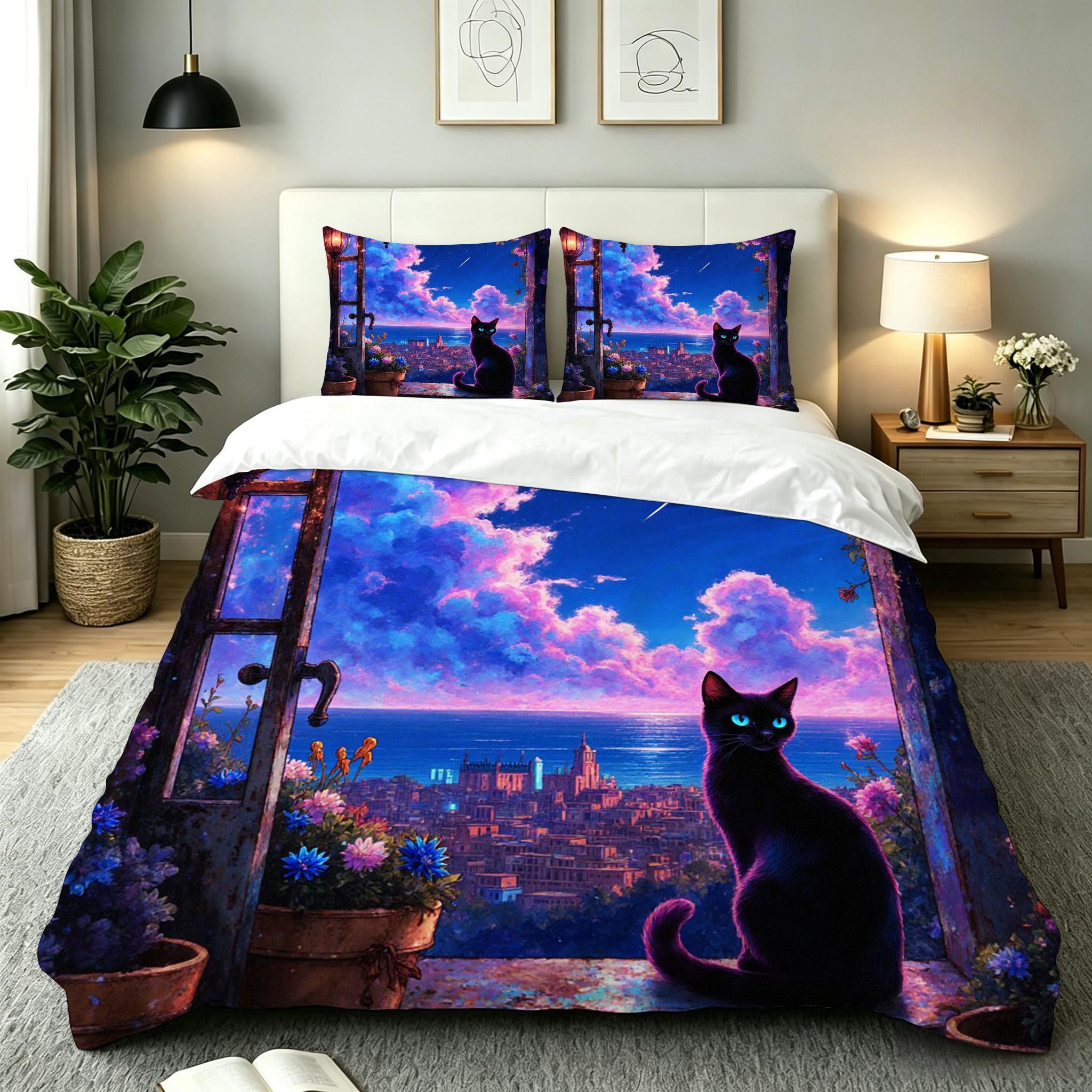 Funda Nórdica Cama 180, 240x260 cm Gato Morado, AQ2382