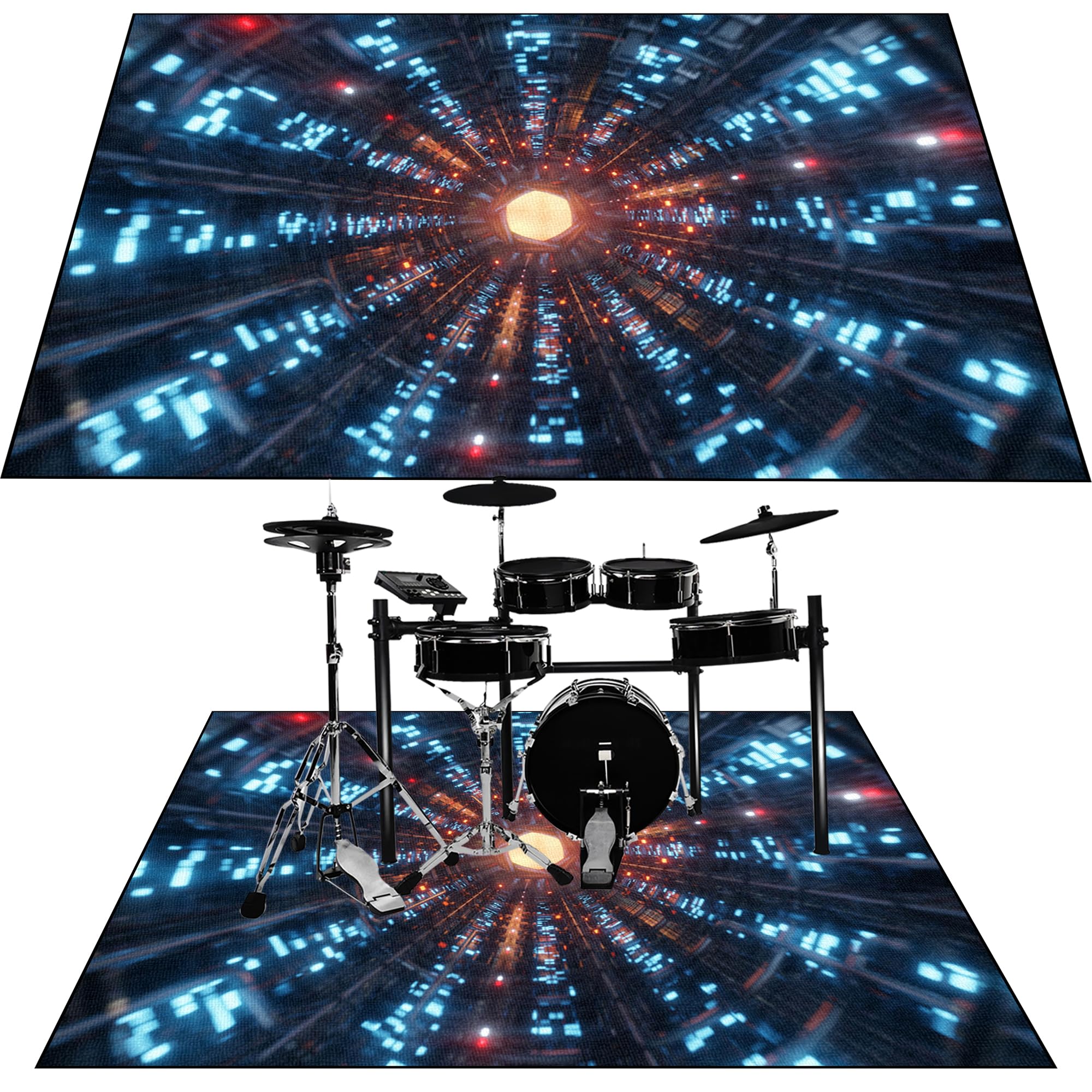 Dywanik perkusyjny, antypoślizgowy, dźwiękoszczelny, do użytku wewnątrz i na zewnątrz, elektroniczny zestaw perkusji jazzowej, do bębna basowego, do użytku wewnątrz i na zewnątrz, izolacja akustyczna