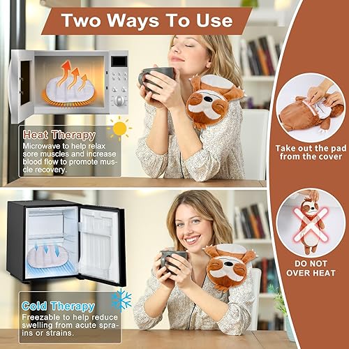 Miniatura 5 de Almohadilla térmica para microondas para aliviar el dolor, animal de peluche apto para microondas, almohadillas térmicas para dolor de espalda,