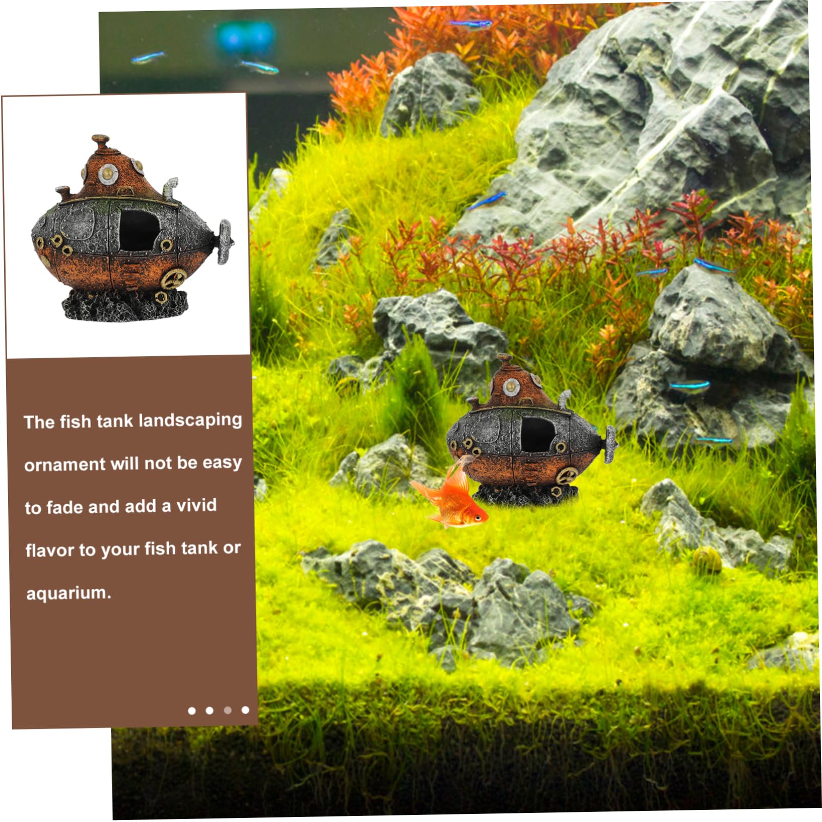 Mipcase 3 Pièces Cachette D'aquarium Cachette De Crevettes Bateau Ornement De Paysage D'aquarium Décor Réservoir Attraper Grotte De Pisciculture Méduse Maison De Crevettes Vide Air Résine