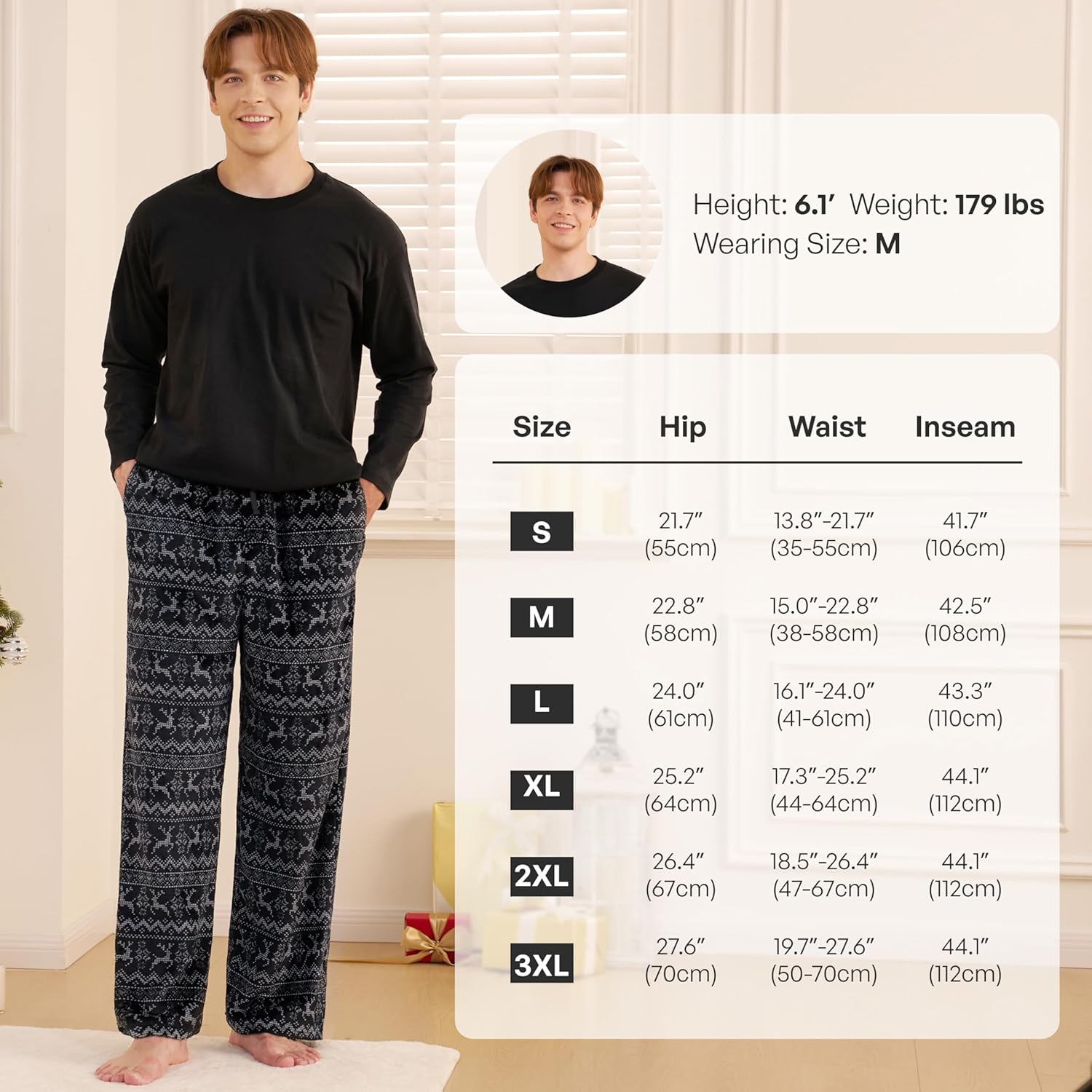 Giggling Getup Mens Pajama Pants Soft Flannel Fleece Pajama Bottoms Sleep & Lounge Pants with Pockets and Drawstring - Image 5