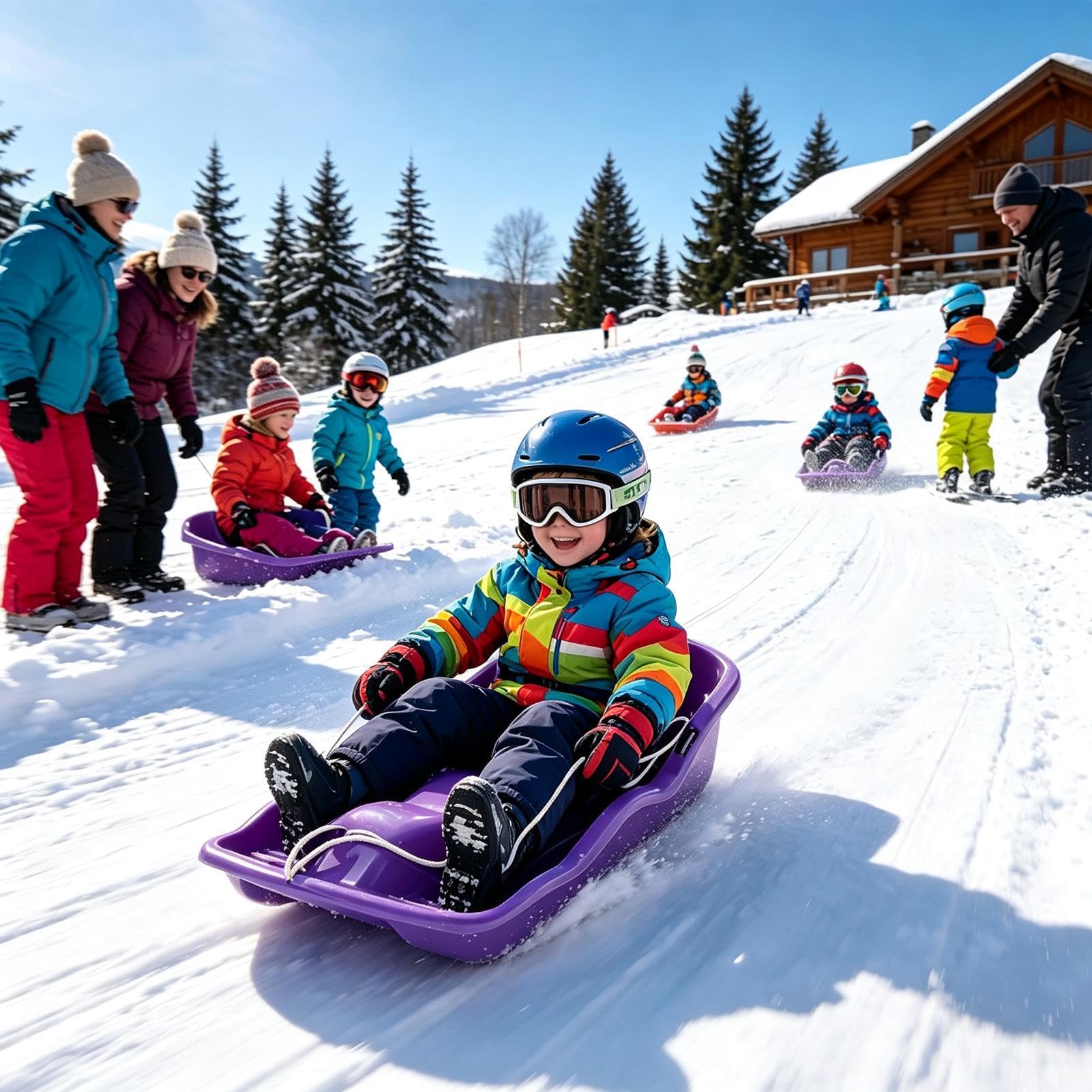 Slittino delle nevi per la Spiaggia Tavola Scivolo su spessa e Sol Giocattolo | Snowboard Bambino per Donna Uomo Amico Ragazzo Ragazza All'aperto Fiume e Laghi Gelati Sci Giochi di Sabbia Natale