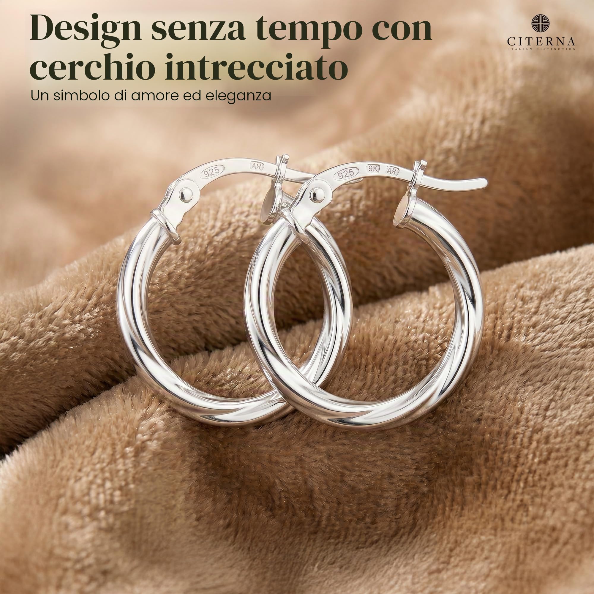 Orecchini a Cerchio da Donna, Oro Bianco