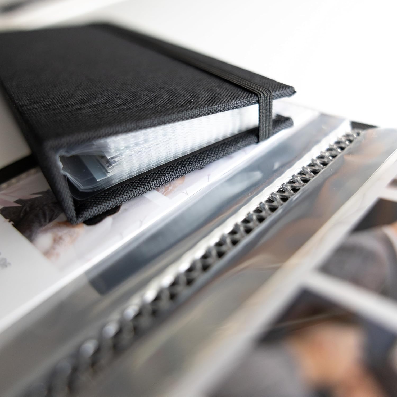 Photo Booth Photo Album - For Wedding or Party - Side Slide In 2X6 Picture Holder – Guest Book & Party Memory Keepsake – Woven Hard Cover With Band Keeps Prints Safe (JET BLACK)