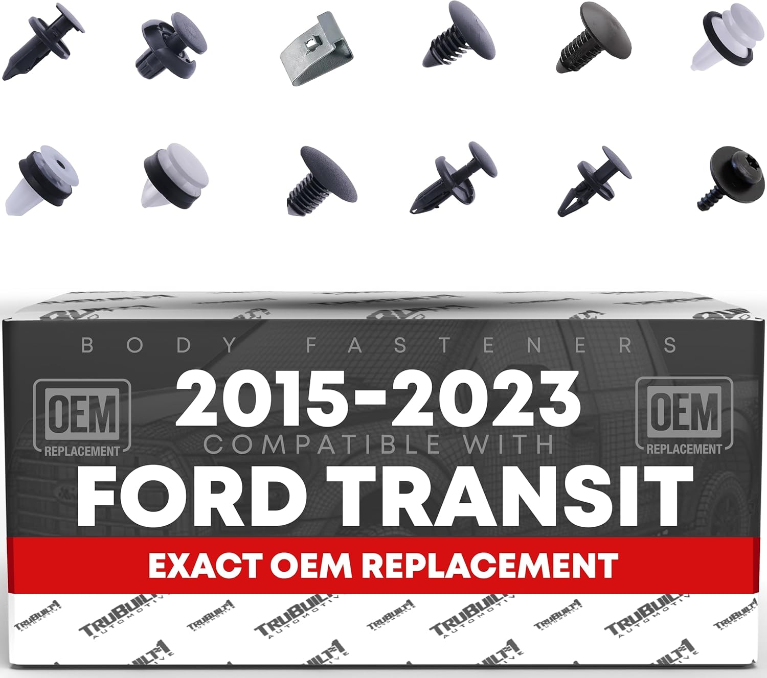 Body Fastener Kit - Compatible with 2015-2023 Ford Transit - Suitable for Bumper, Grille, Fender, Door Trim, Wheel Opening, More - Plastic and Metal