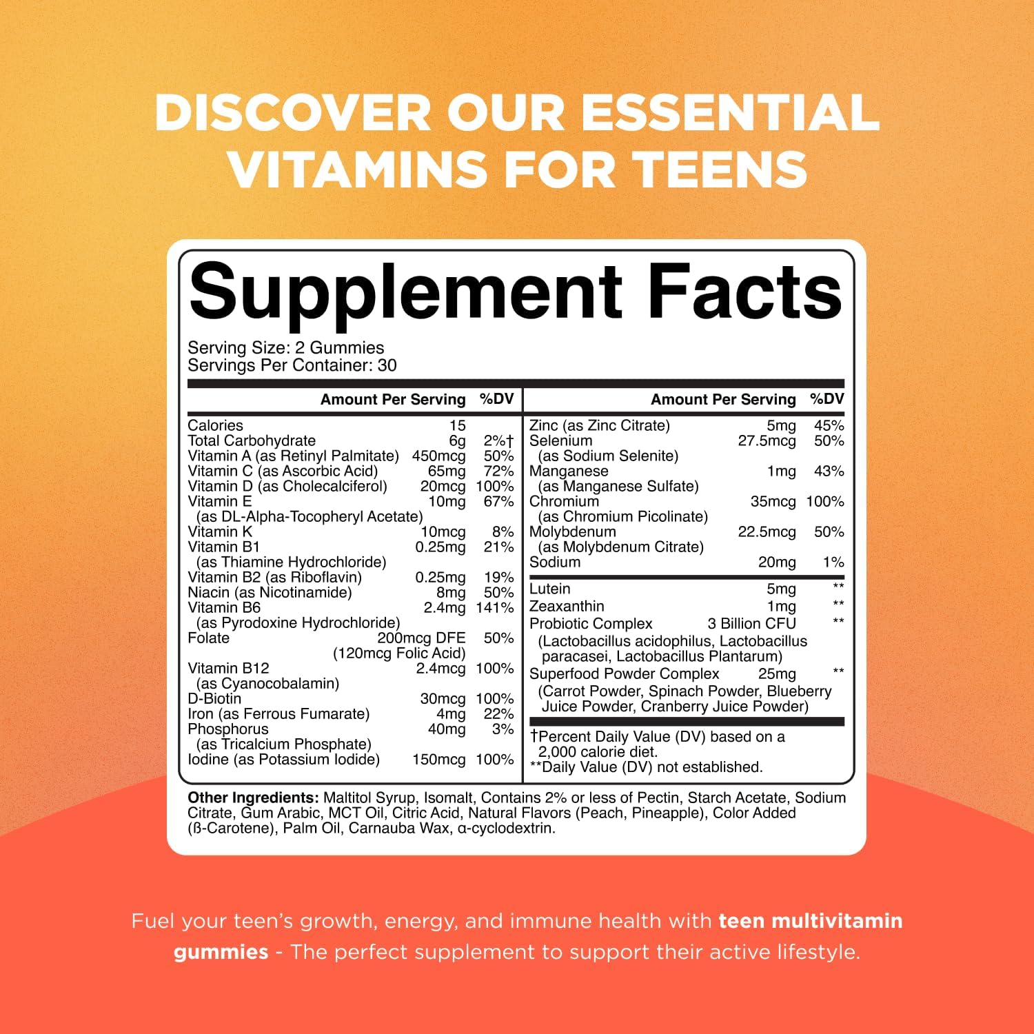 Daily Teen Gummy Vitamins 90 Days Supply - Multivitamin for Boys and Girls 13-17 Daily Multivitamin Gummies for Teenagers - Essential Vitamins for Growing Teens - Support Health Growth and Development - Image 8