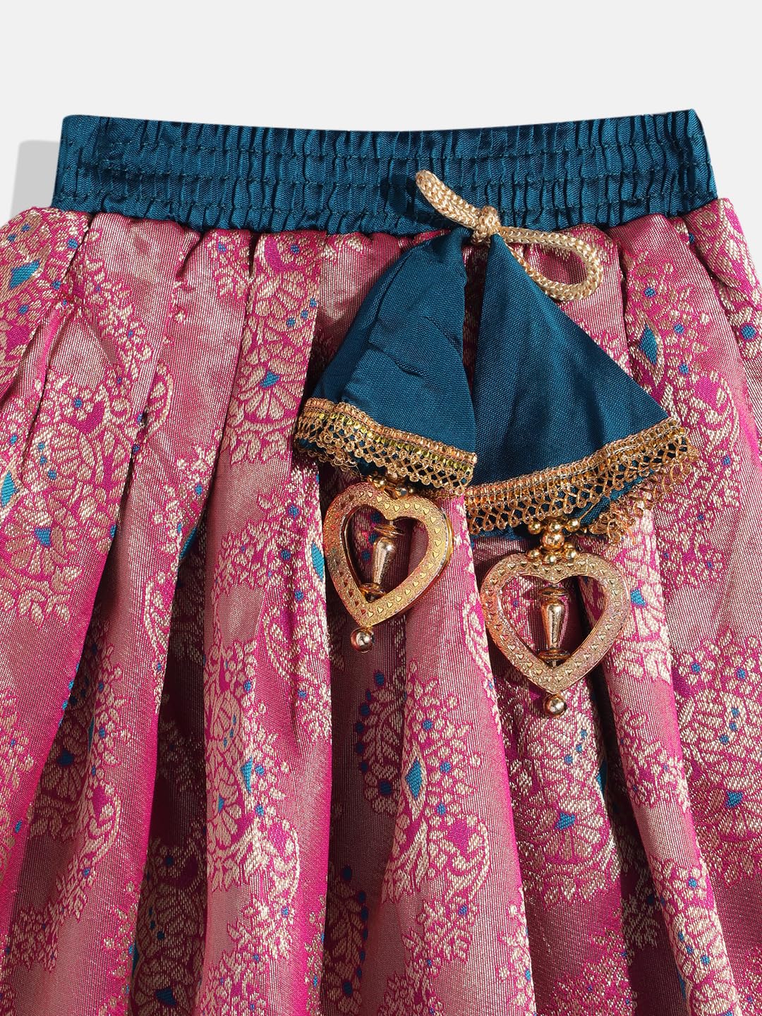 Aarika Lehenga zestaw choli dla dziewcząt, odzież etniczna, niebiesko-różowy, mocny jedwab, niebiesko-zielony