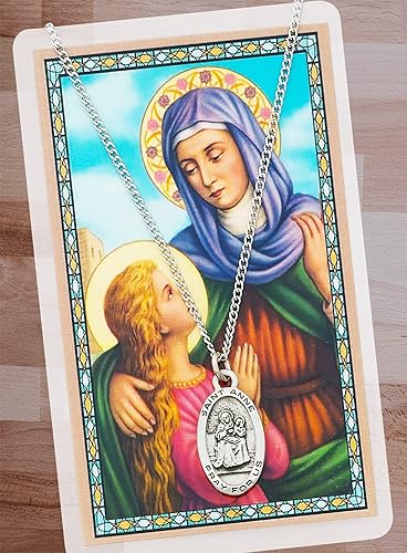 Miniatura 3 de Collar de medallón de Santa Ana con tarjeta de oración de Santa Ana, tarjeta de oración del Señor Joyería de medalla de Santa Ana Santa Patrona