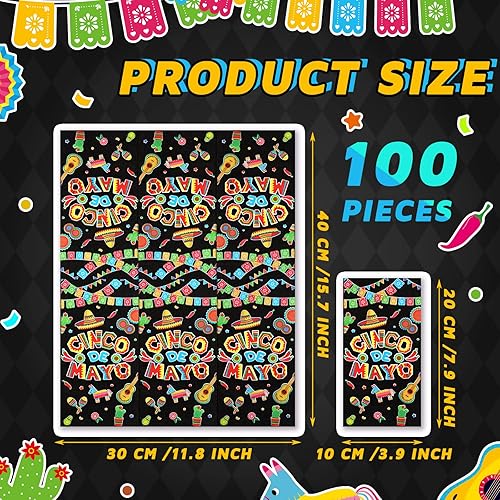 Miniatura 2 de 100 servilletas de papel para fiesta del Cinco de Mayo, 3 capas, para el hogar, cena, cocina, baño, fiesta, suministros
