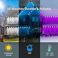 Vista 3 de KSIPZE 100ft Permanent Outdoor Lights Waterproof IP67, Smart RGB+IC Eaves LED Lights with App & Button Control, 200+ Dynamic Scene Modes for House