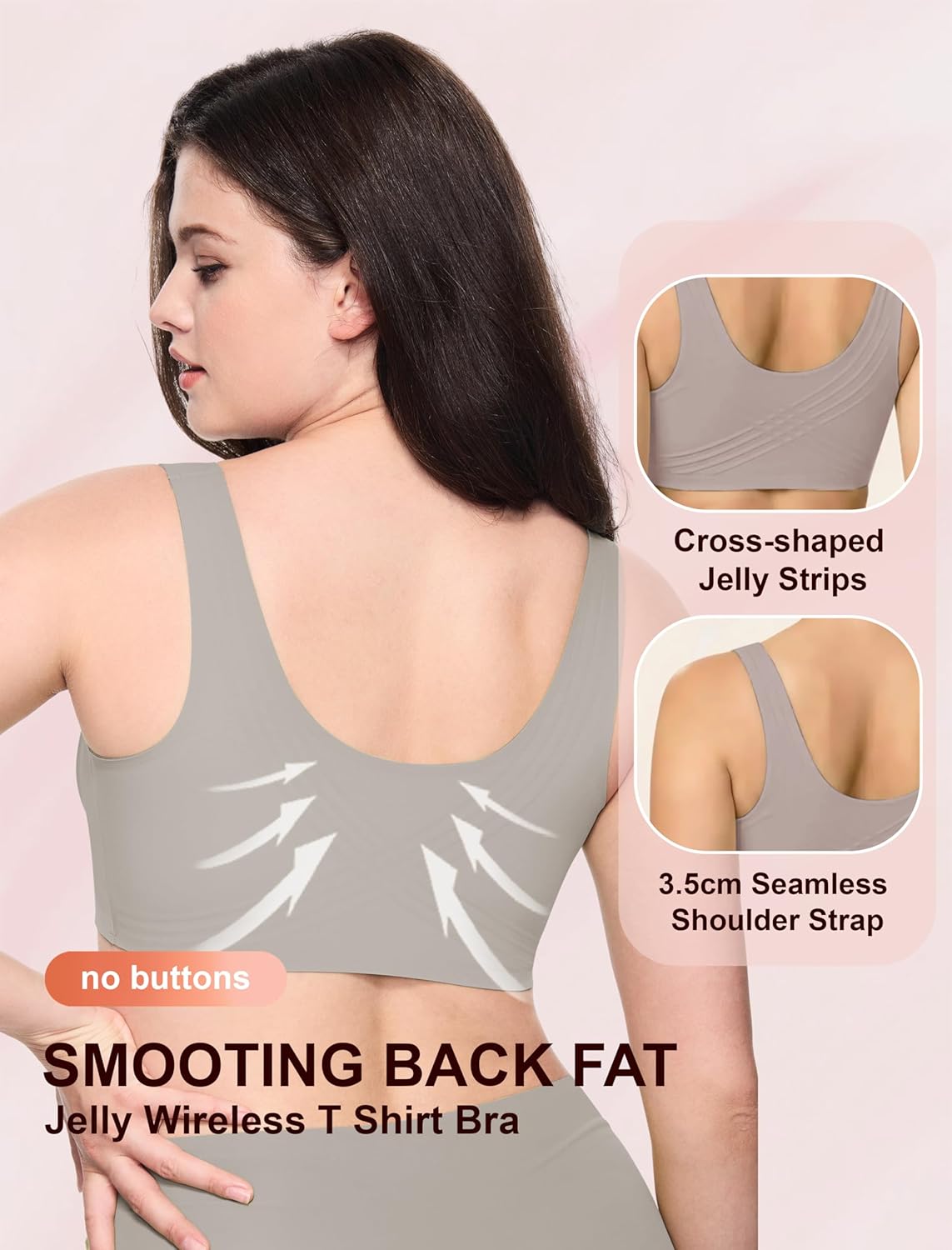 Jelly Wireless Bra Seamless Push Up Full Coverage Supportive Everyday Sport T-Shirt Bra Regular & Plus Size - Image 5