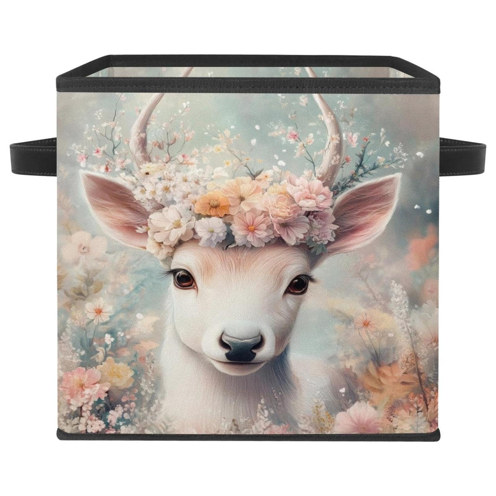 Panier de rangement vêtements cerf floral pour organiser la chambre