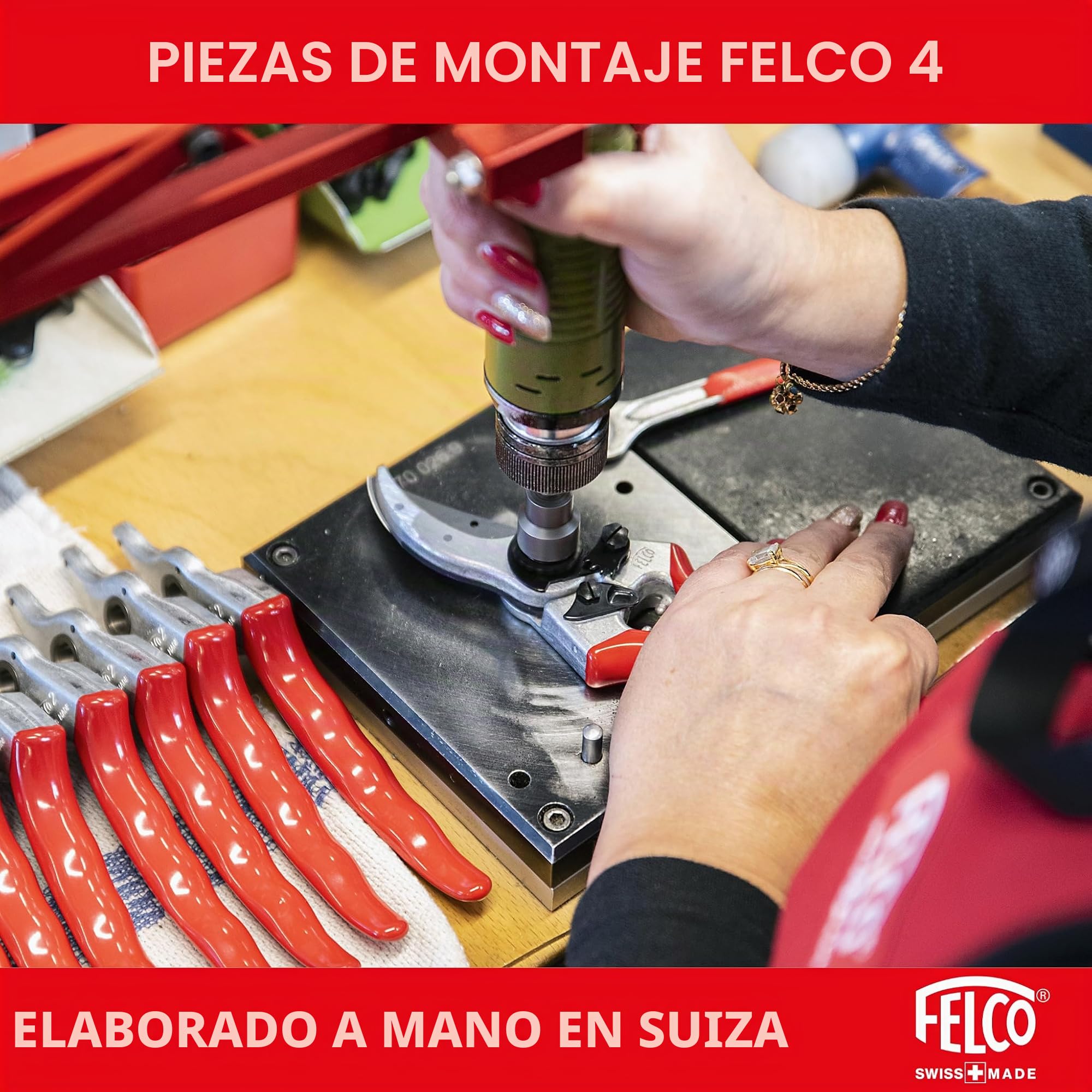 FELCO 4 tijeras de podar para diestros con manos grandes, corte 25 mm | Tijeras robustas con cuchilla de acero templado 45 mm, pensadas para el uso diario en jardín y huerto. Swiss Made.