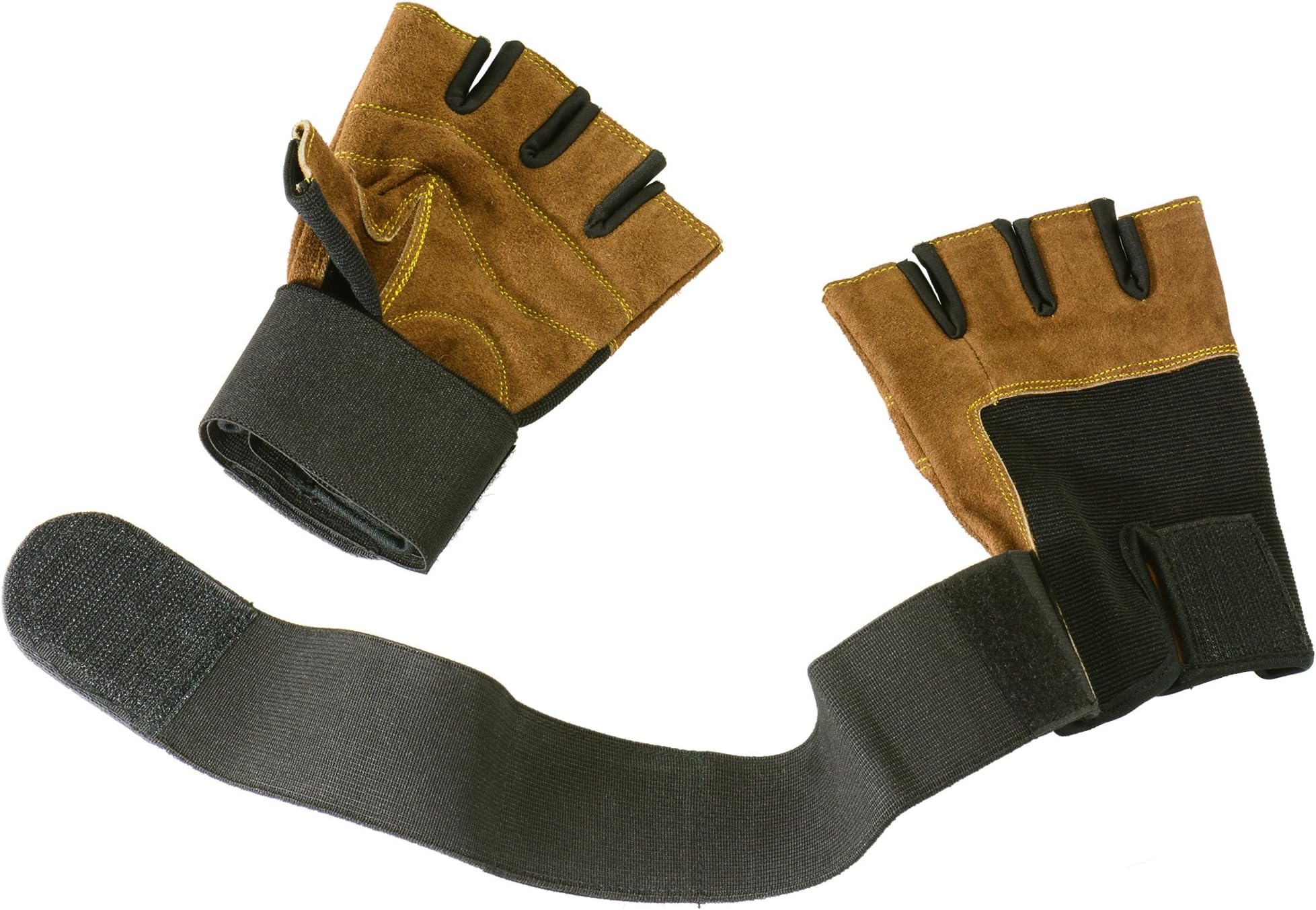 Genuine Leather Exercise Gloves for Cycling, Weightlifting, Crossfit Training, Bodybuilding, Gym Workouts – Padded – Integrated Full Wrist Support – Strong and Durable– 1 Pair (Medium)
