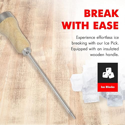 Miniatura 3 de Chef Craft - Seleccione palillo de hielo con mango de madera, herramienta de rotura de hielo de acero chapado con mango de madera, hoja de 10