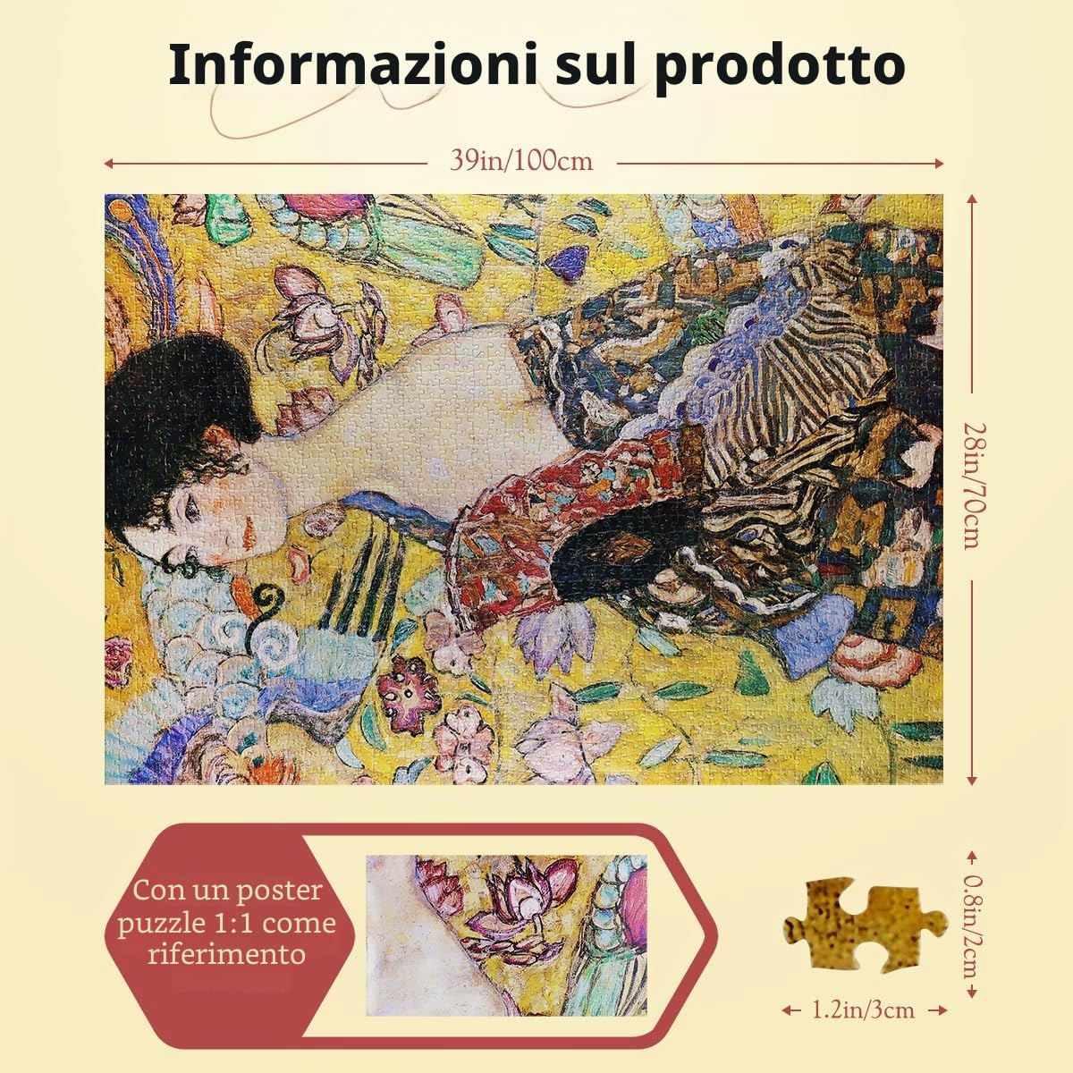 MISITU Puzzle 2000 Pezzi per Adulti Dipinto di Gustav Klimt Puzzle Familiare Gioco Intellettuale Arte Puzzle Giocattolo Regalo per Bambini