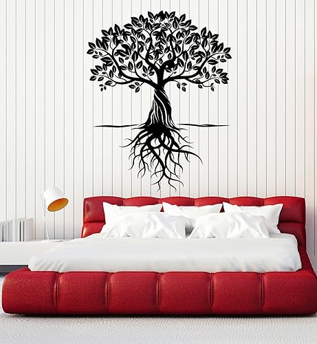 Miniatura 8 de Calcomanía de vinilo para pared raíces de árbol hojas arte para el hogar decoración grande ig4763 175 x 225 pulgadas negro