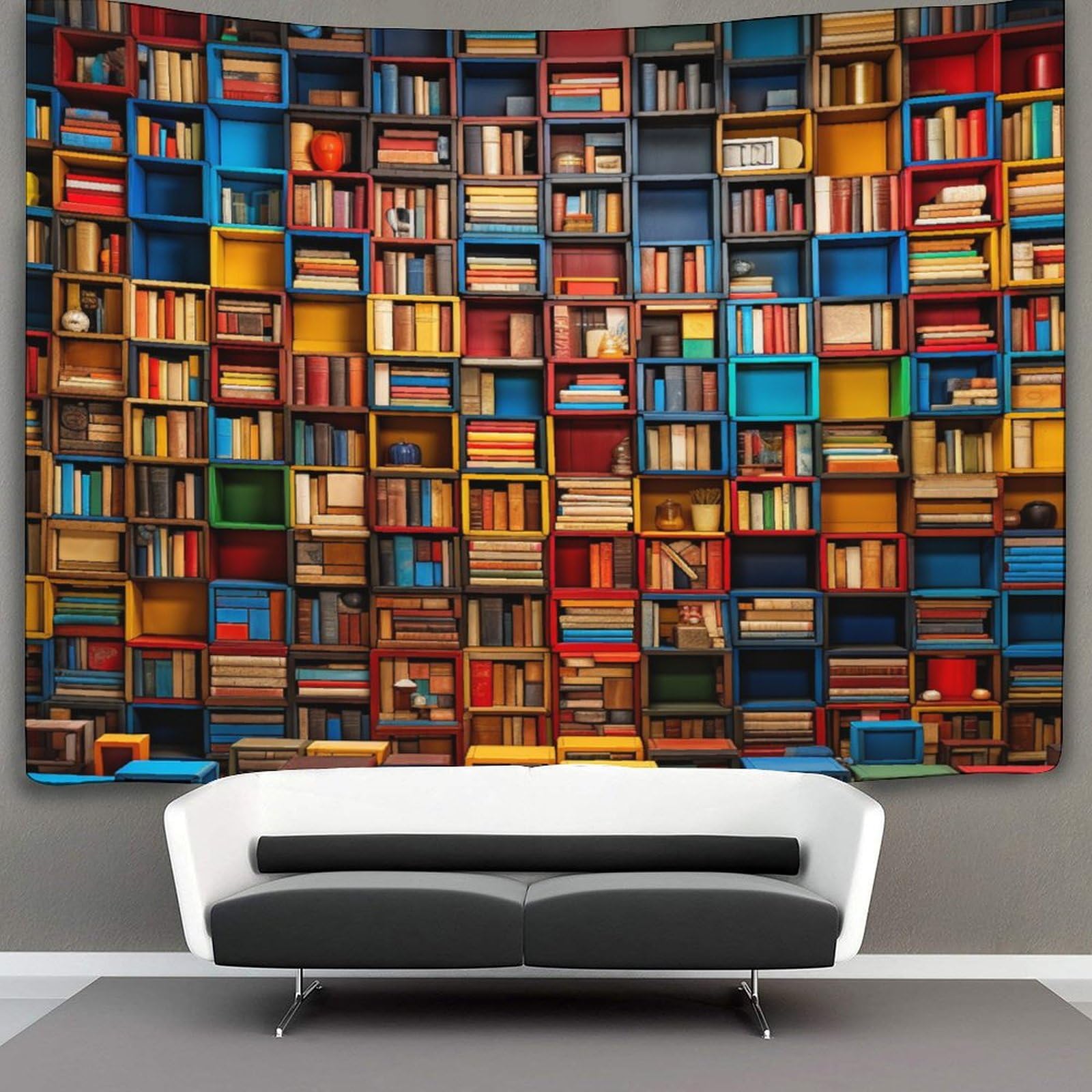 DHBANEIOK 3D Bookshelves Print Wall Blanket Home Decoration Bedding Poster Wall Art Tapestry Tapestries Wall Hanging Soft Polyester for Bedroom,Decorations Beach Blanket College Dorm 100cmx150cm