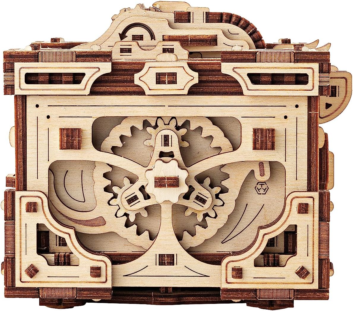 Wood Trick Enigma Chest Lock Puzzle Box Wooden 3D Puzzles for Adults to Build - Engineering DIY Project Mechanical Model Kits for Adults Wooden Models