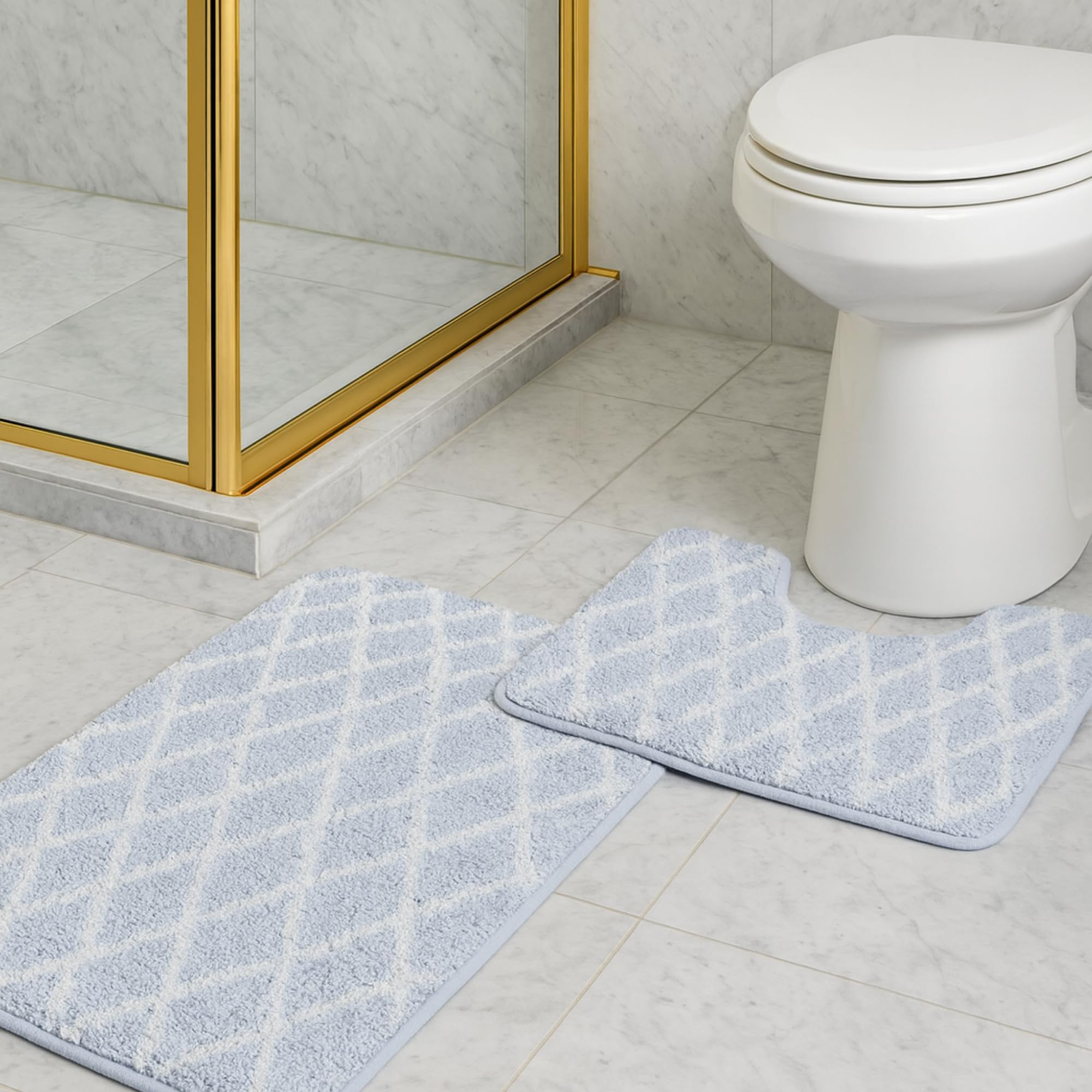 Nest & Nibble Bath Mats 2 Piece Set Non Slip Bath Mat & Toilet Rug, Soft Microfiber, Quick Dry, Machine Washable - Image 2