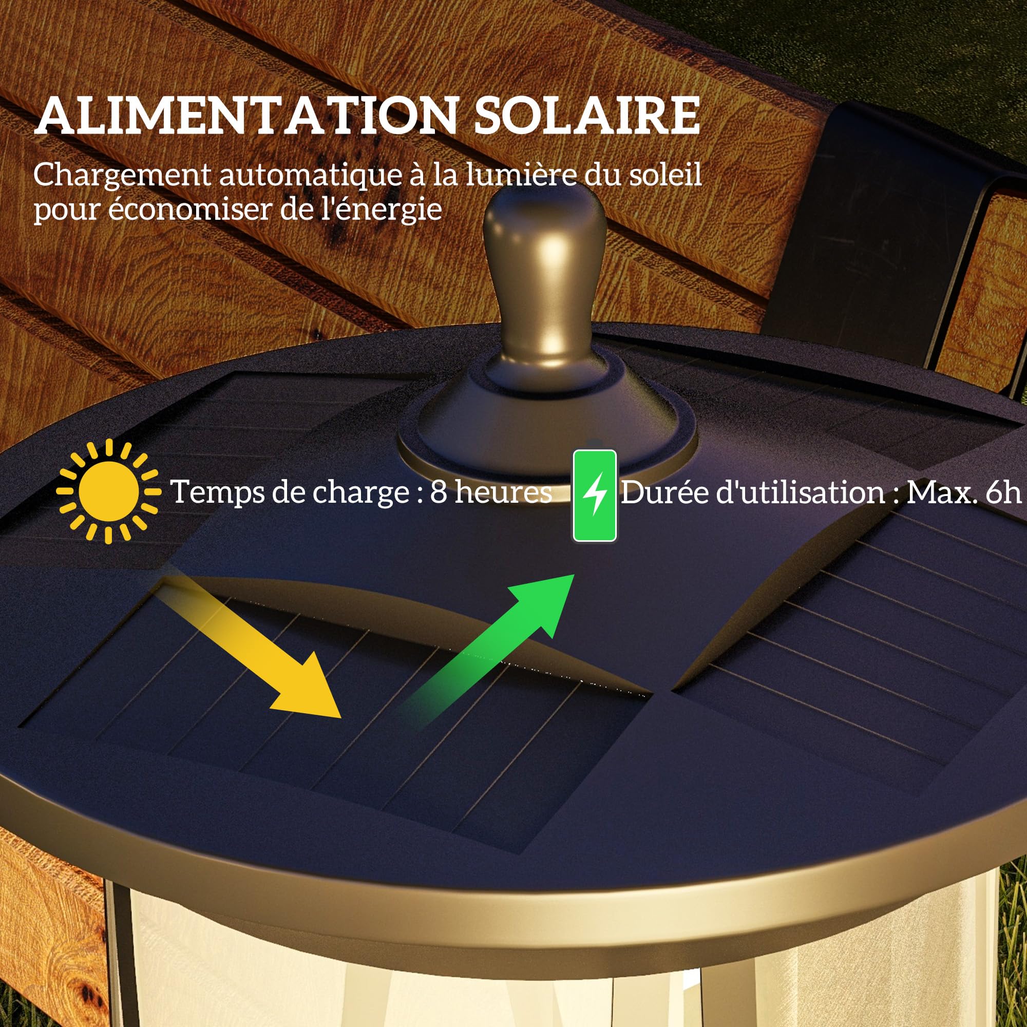 Outsunny Ce lot de Lampadaires Solaires Extérieur LED 17x17x127 cm Noir