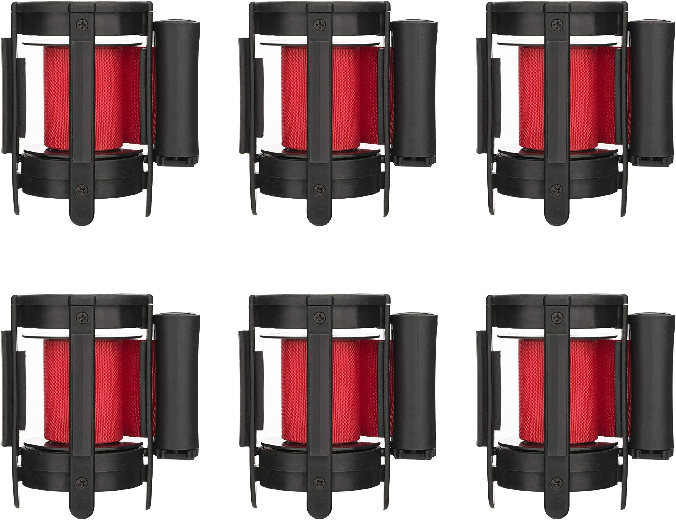 DuraSteel Replacement Stanchions Belt Head Cassette - 6.5 Feet Red Retractable Belt Barrier Replacement - Easy Assembly Crowd Control Safety Barrier - Movie Theater Line Dividers - 6 Count