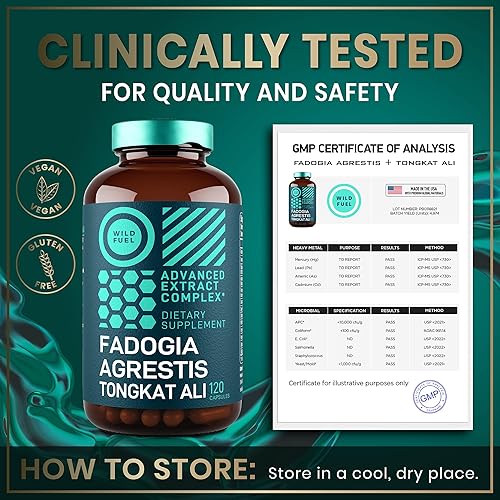 Miniatura 7 de Fadogia Agrestis y Tongkat Ali Suplemento  600 mg Fadogia Agrestis para hombres, 500 mg Longjack Tongkat Ali, Ashwagandha Maca Fenogreco Complejo