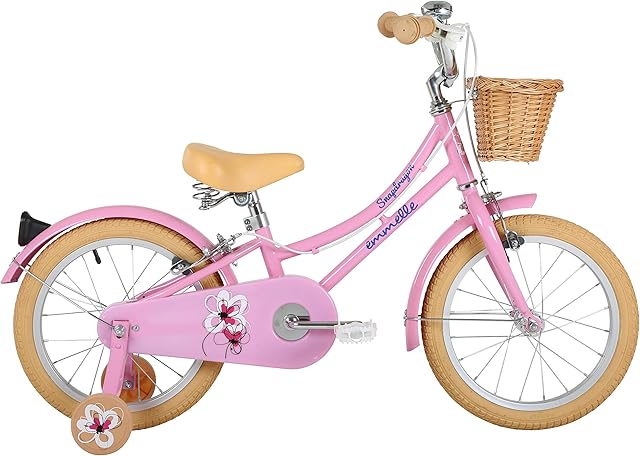 Emmelle Snapdragon Girls Bike, Classic Bicycle With Wicker Basket, Safe Bikes For Girls, Simple Gear System & Easy To Reach Brakes, Traditional & Retro Kids Bike With Safety Features