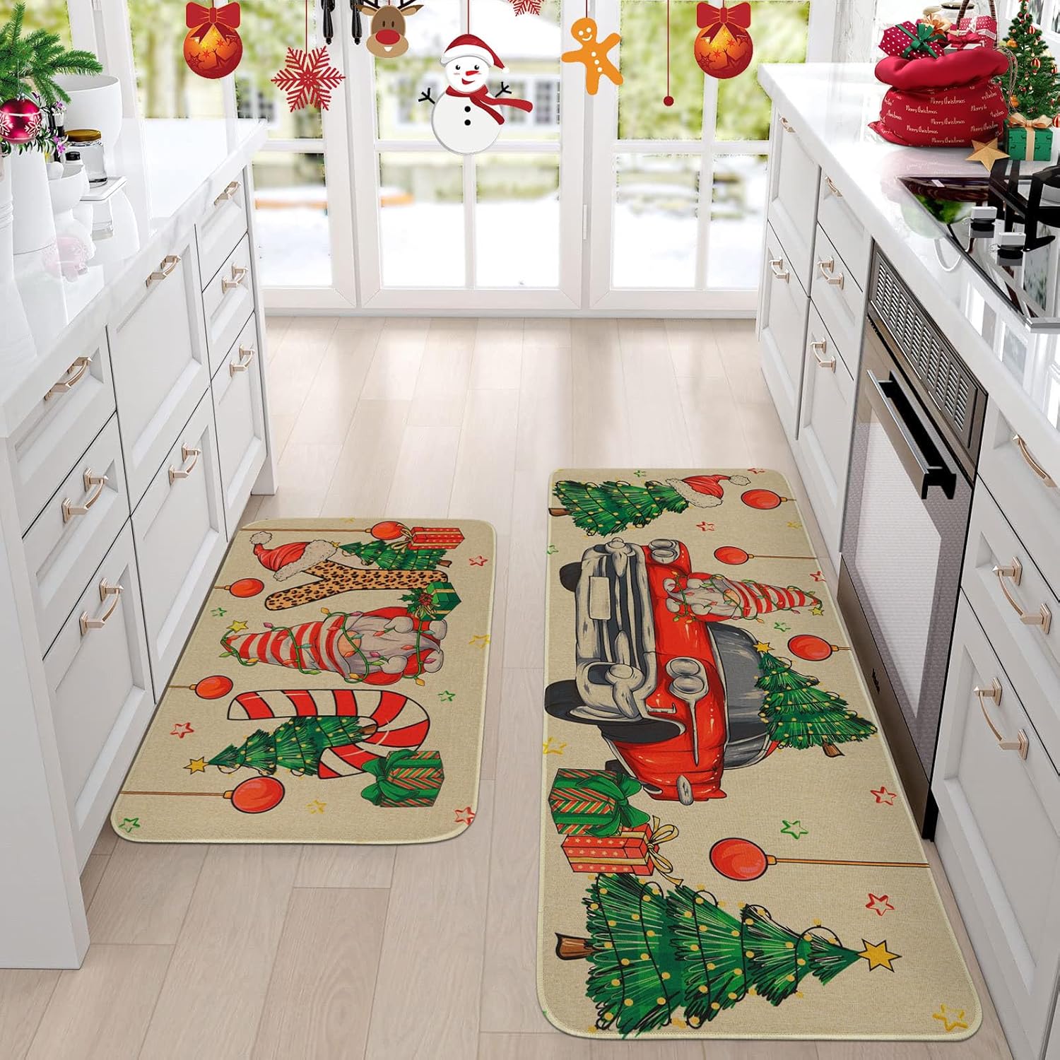 ASPMIZ Christmas Kitchen Rugs and Mats Set of 2, Truck
