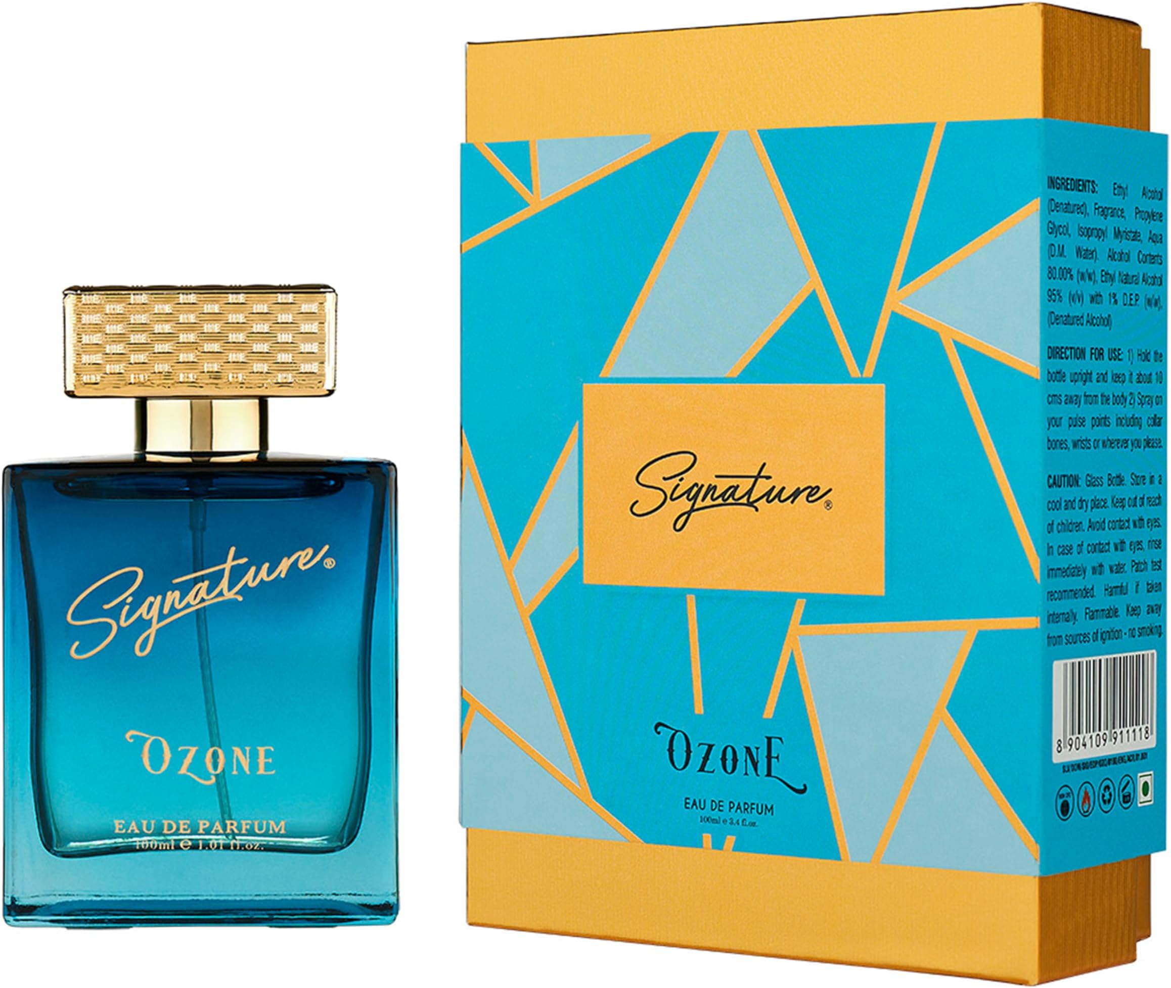 SIGNATURE AURA Ozone Eau De Parfum 100ML for Men | Long Lasting Luxury Perfume | Chypre Fruity Fragrance | Pineapple, Bergamot, Musk & Vanilla | Fresh Daily Wear Party Fragrance Premium Gift for Men