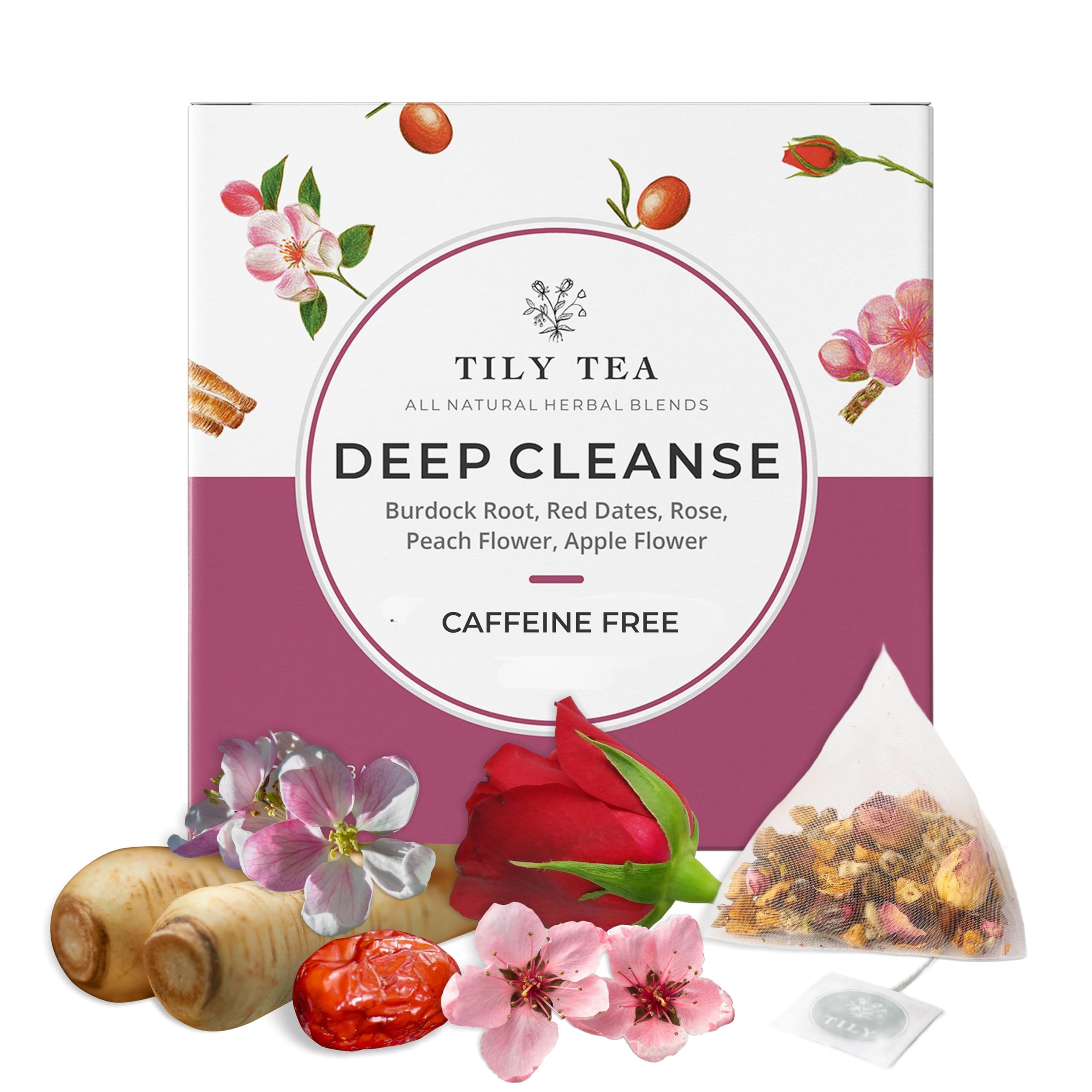 Tily Tea Deep Cleanse Herbal Tea - Caffeine Free - 10 Plastic-Free Tea Bags