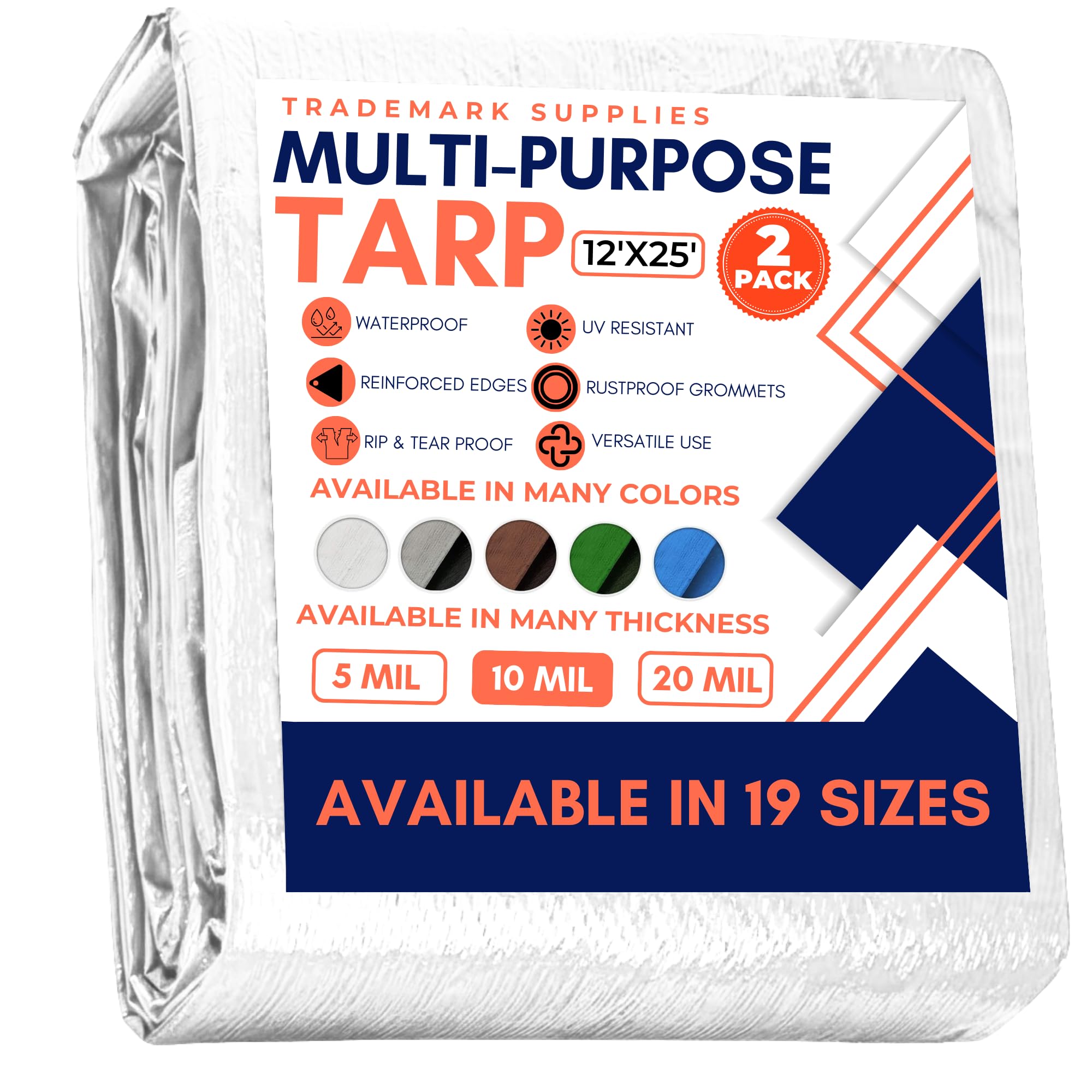 Large Waterproof Tarp- Heavy Duty Thick Poly Tarpaulin Ideal for Canopy Tents, Boats, RV or Pool Covers- Multipurpose Protective Tarps with Grommets for Indoor and Outdoor Use — view 33