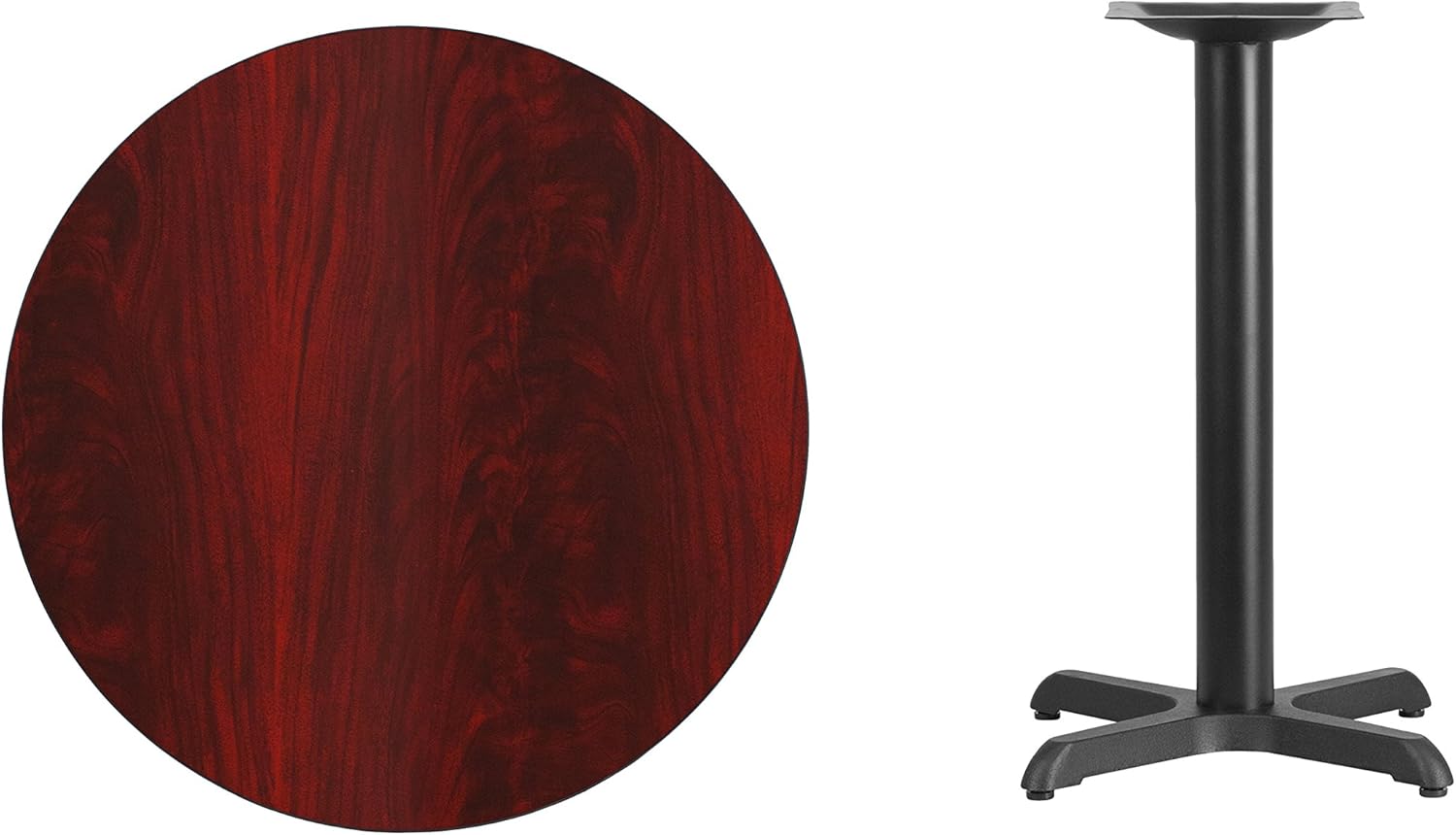 Flash Furniture Graniss 30'' Round Mahogany Laminate Table Top with 22'' x 22'' Table Height Base
