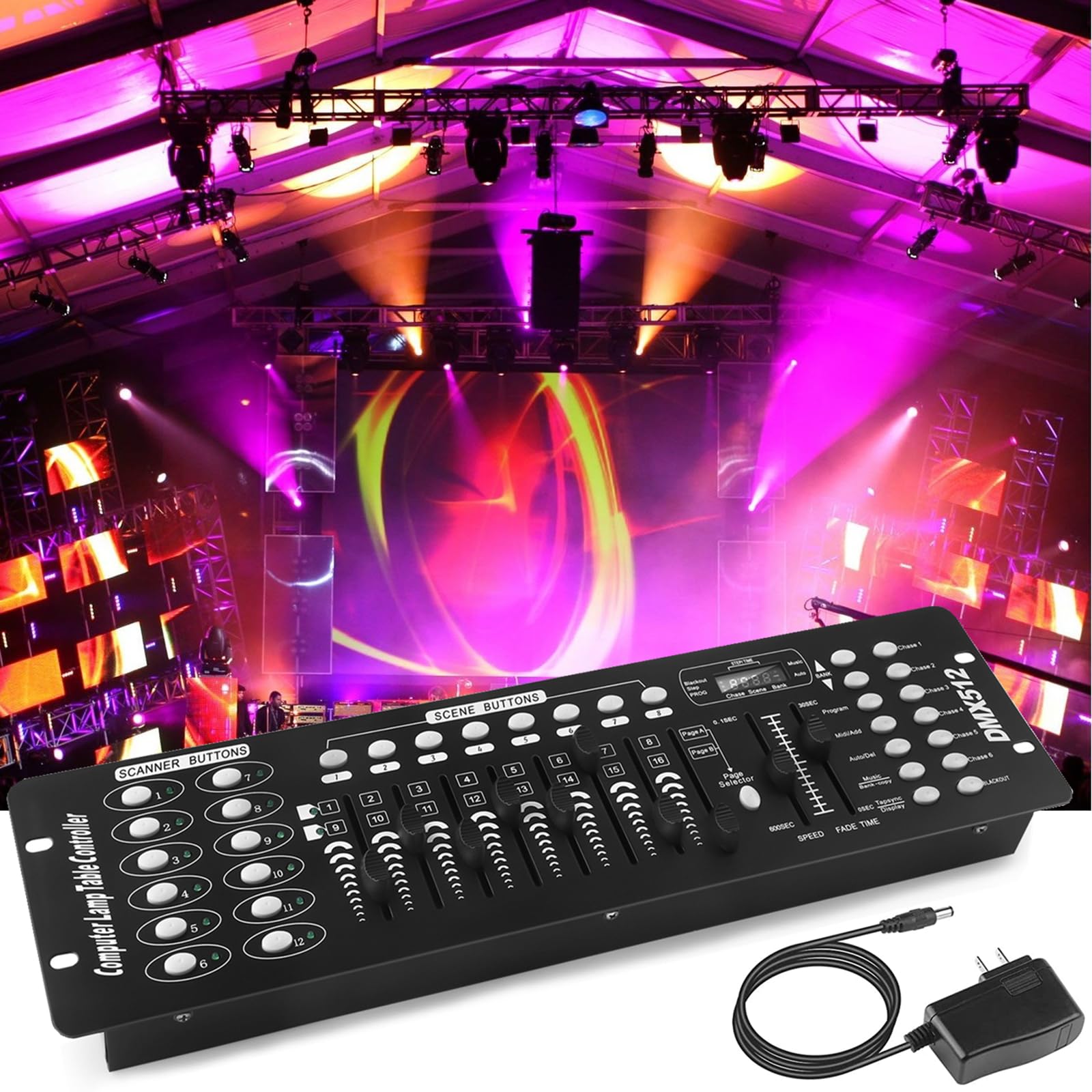 UKing Controlador Dmx512 Controlador de 192 canales Consola DMX para la Luz de Escenario Fiesta de San Valentín DJ Disco Bar