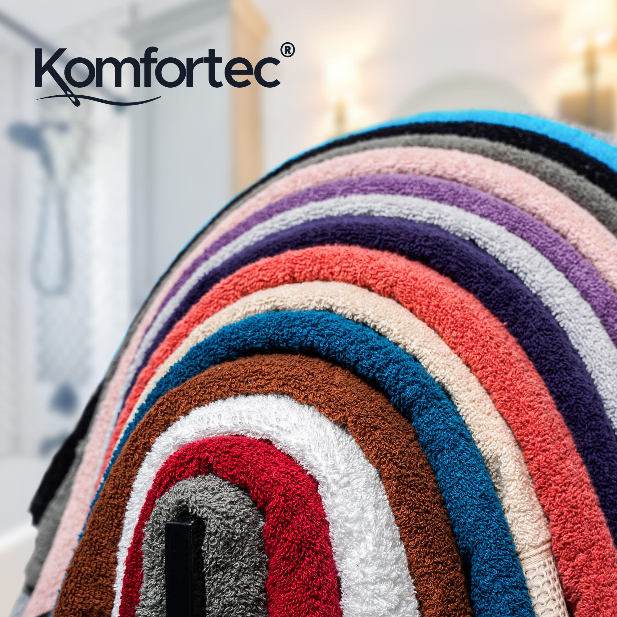 Komfortec Juego de 8 Toallas de Mano de 100% algodón, 4 Toallas de baño de 70 x 140 cm y 4 Toallas de 50 x 100 cm, de Rizo, Suave, Toalla Grande, Verde Oscuro