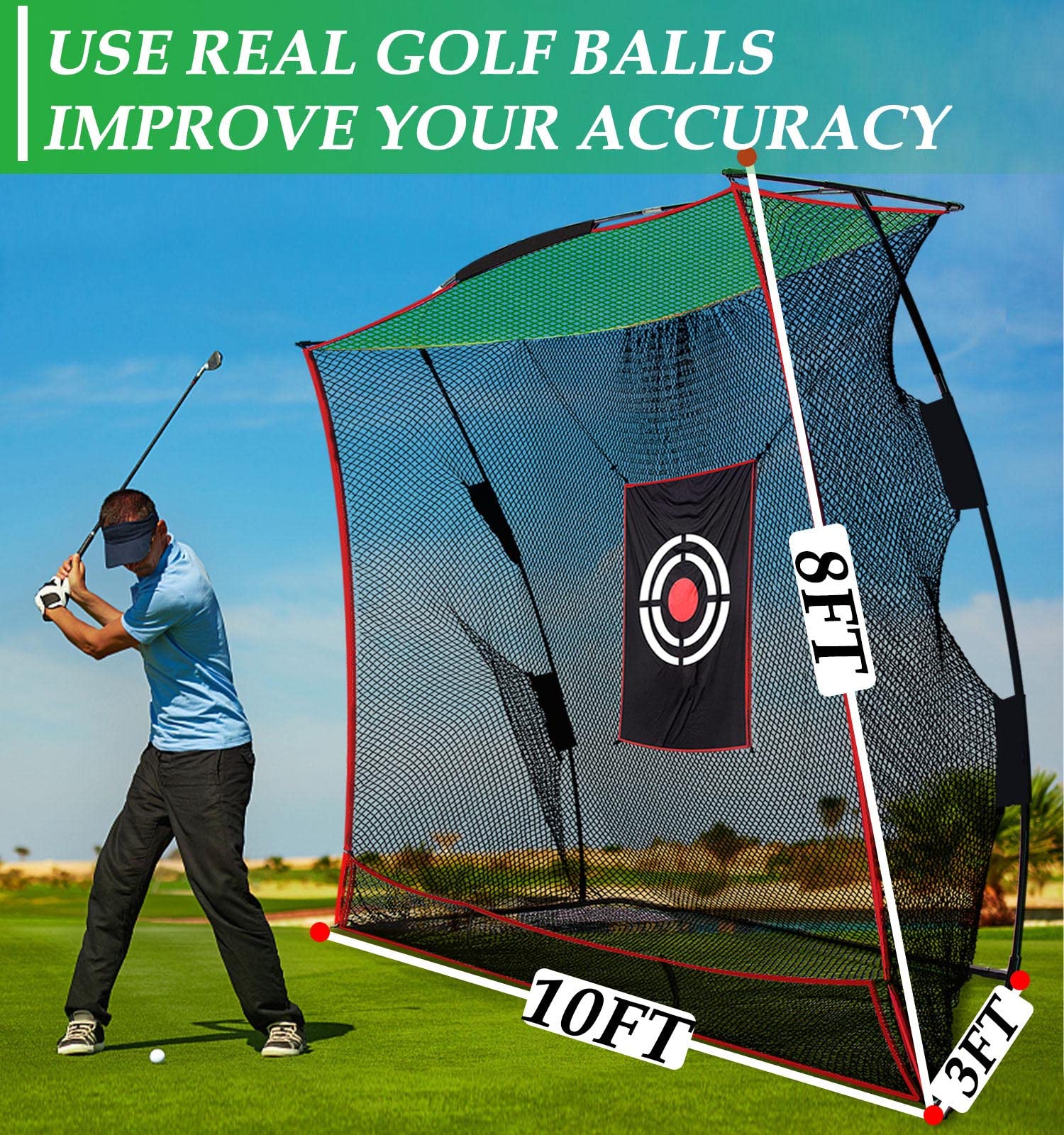 Filet de golf portable pour intérieur et extérieur - Pour entraînement de golf dans le jardin