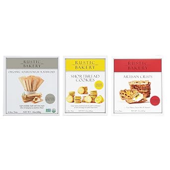 Rustic Bakery Entertaining Collection - Sel Gris Flatbread + Cherry & Almond Artisan Crisps + Lemon Shortbread Cookies - Artisan Tea Cookies & Artisan Crackers for Cheese Platter or Snacking - 3 Pack