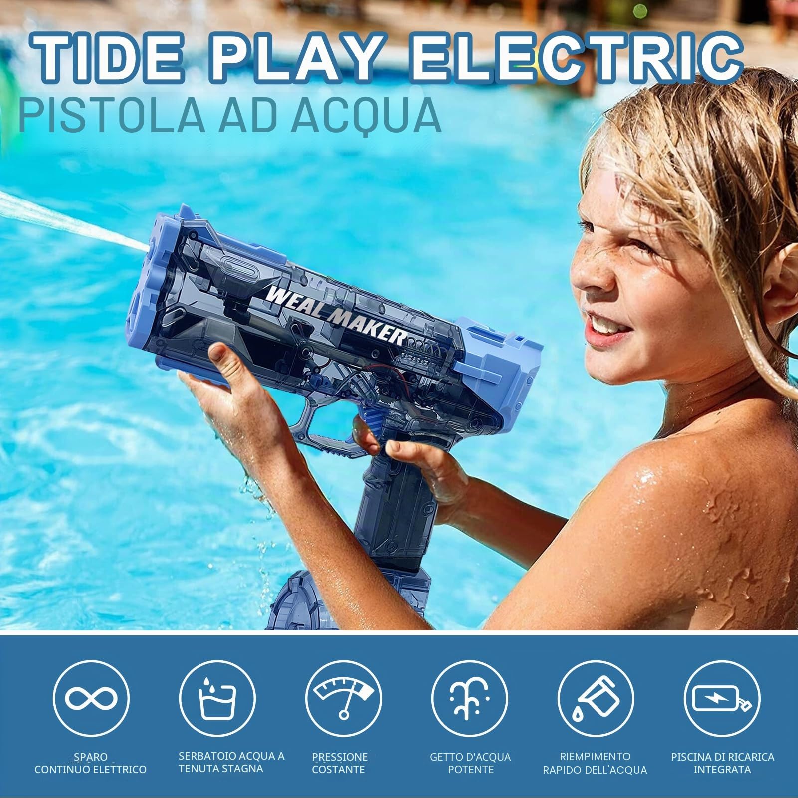 Balakaka 2026 Nuovo Pistola ad Acqua Elettrica per Bambini Adulti, Automatiche a Spruzzo a Lungo Raggio 26-39 FT, Grande Capacità Pistola Ad Acqua per Estate Piscina