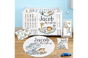 Personalized Monkey Crib Bedding Set for Boys: Baby-Safe 5-Piece Woodland Crib Bedding...