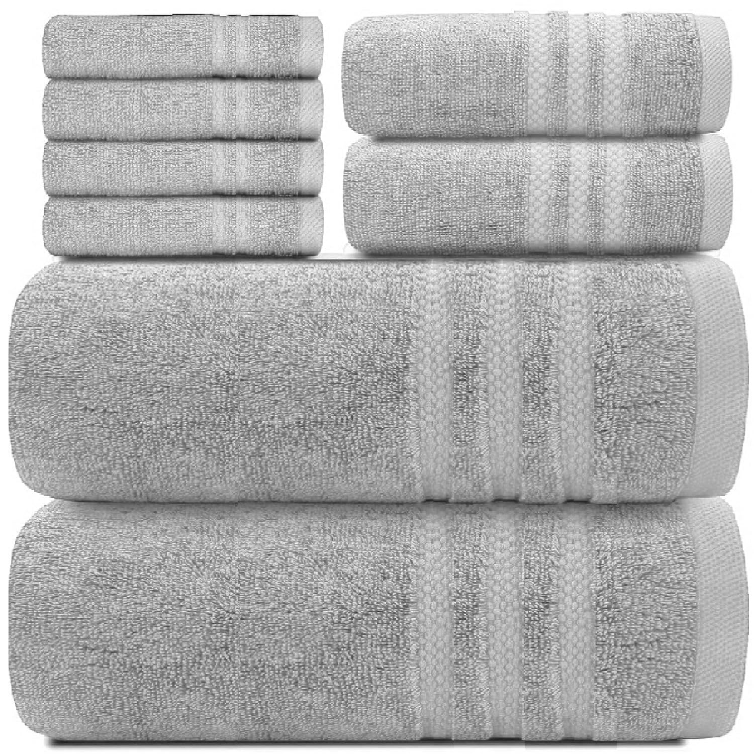 Luxury Towels 800GSM 100% Egyptian Cotton Super Soft Face Hand Large Jumbo Bath Sheets Quick Dry Bath Towels Hotel Quality Bathroom Towels Set (Silver, 2X Face Cloth)