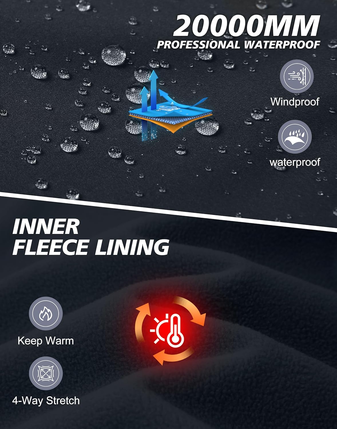 Pioneer Camp Men's Fleece Lined Hiking Pants Softshell Waterproof Winter Insulated Windproof Thermal for Snowboarding Skiing - Image 4