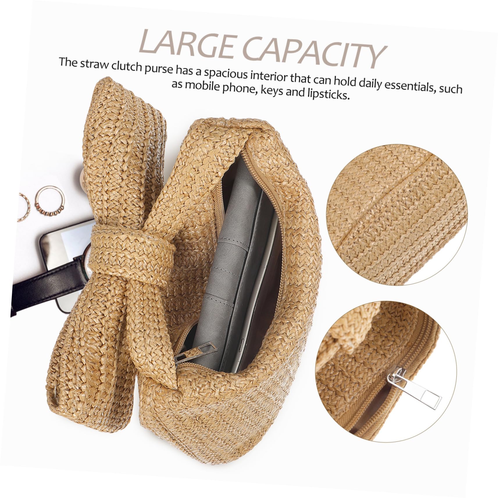 FOMIYES Woven Beach Bag Straw Bag for Women Straw Clutch Purses Versatile Purse