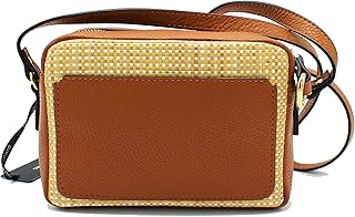 Borsa Art.852 - Borsa a Tracolla e Bandoliera donna, in vera pelle/paglia