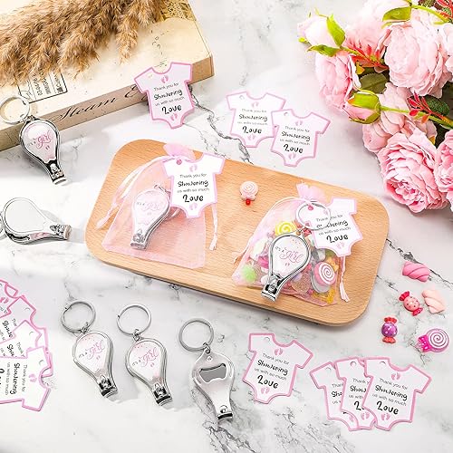 Miniatura 5 de Wesiti Baby Shower Favors for Guests 36 Baby Keychain with Nail Clipper and Bottle Opener 36 Thank You Cards and Gift Bags